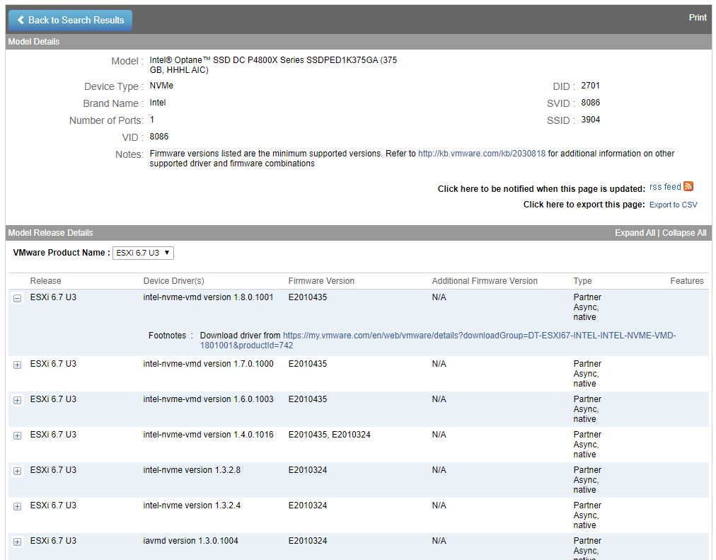 Intel SSD and firmware on ESXi - vInfrastructure